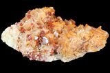 Ruby Red Vanadinite Crystals on Pink/Orange Barite - Morocco #80527-2